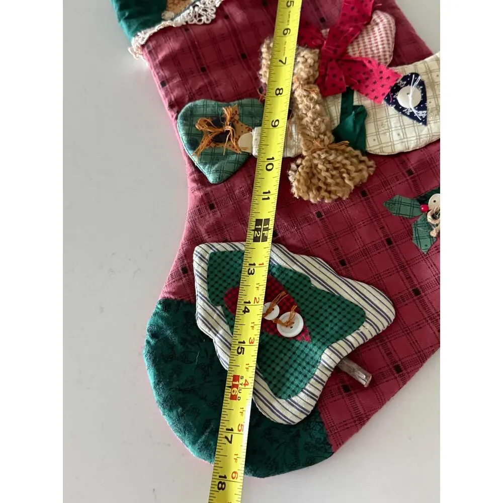 Vintage Wang’s International Christmas Stockings Set of 2 Quilted Folk Art 18”